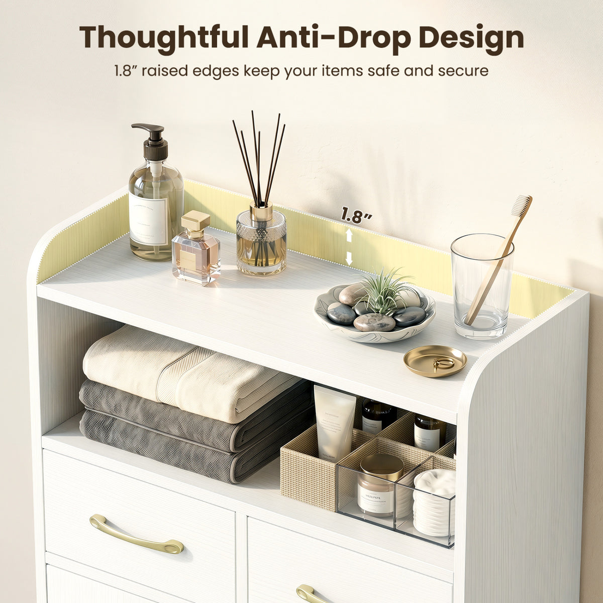 Bathroom Storage Cabinet Freestanding Floor with 2 Drawers and Doors