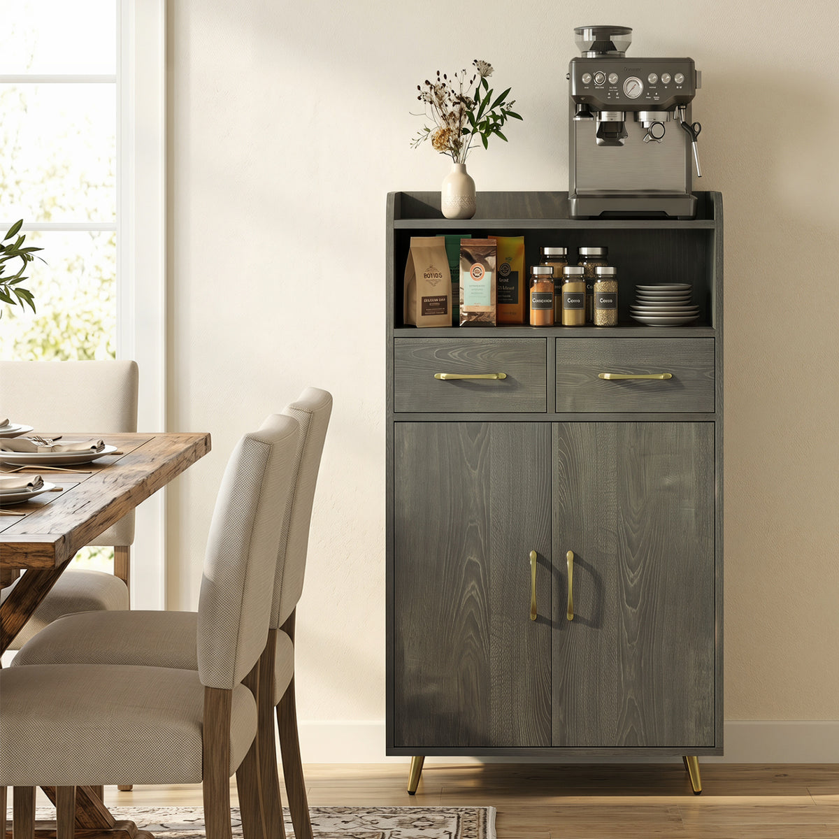 Bathroom Storage Cabinet 42.5" H - Gray with 2 Drawers