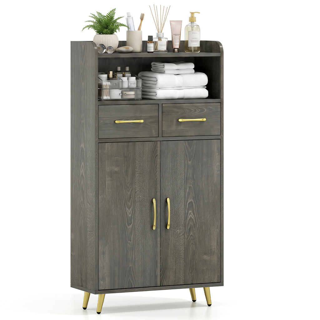 Bathroom Storage Cabinet 42.5" H - Gray with 2 Drawers