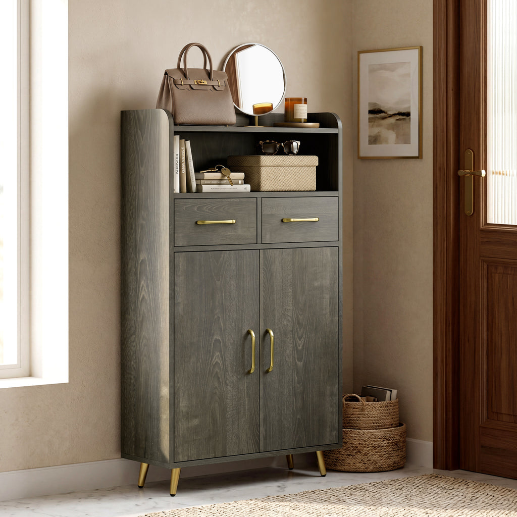 Bathroom Storage Cabinet 42.5" H - Gray with 2 Drawers