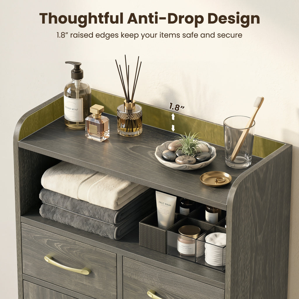 Bathroom Storage Cabinet 42.5" H - Gray with 2 Drawers