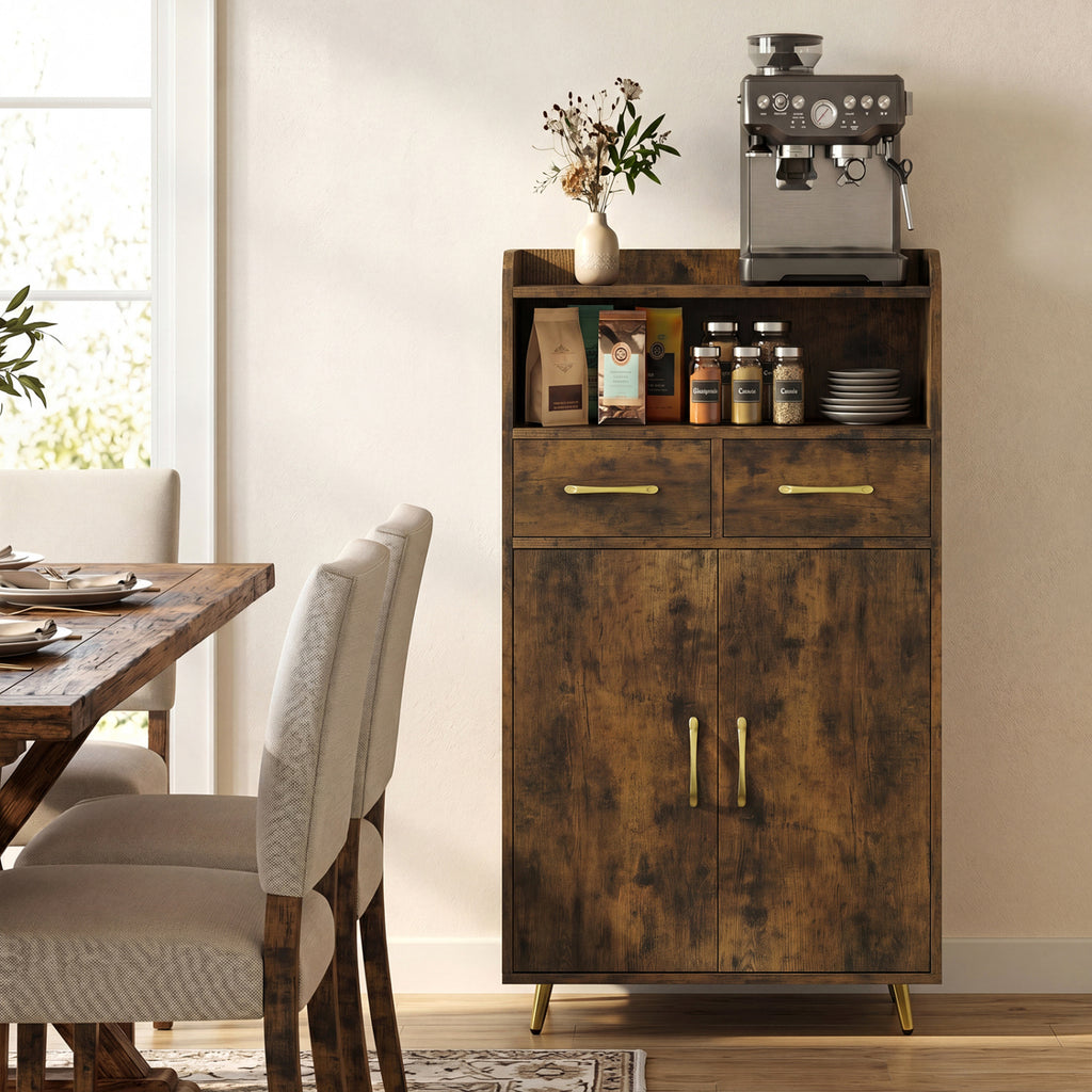 Bathroom Storage Cabinet Freestanding - 42.5 Inch H, Rustic Brown