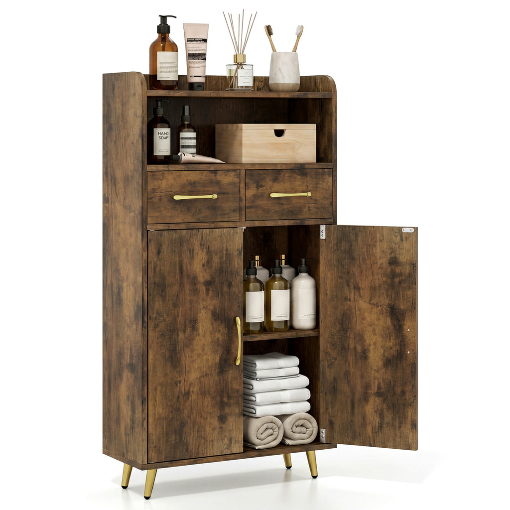 Bathroom Storage Cabinet Freestanding - 42.5 Inch H, Rustic Brown
