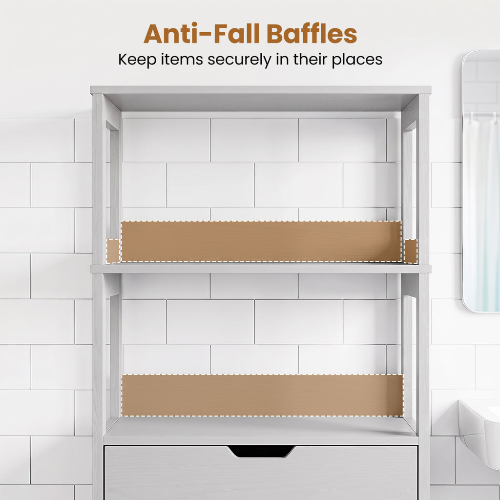 Bathroom Storage Cabinet with Drawer, Shelf & Doors – Gray