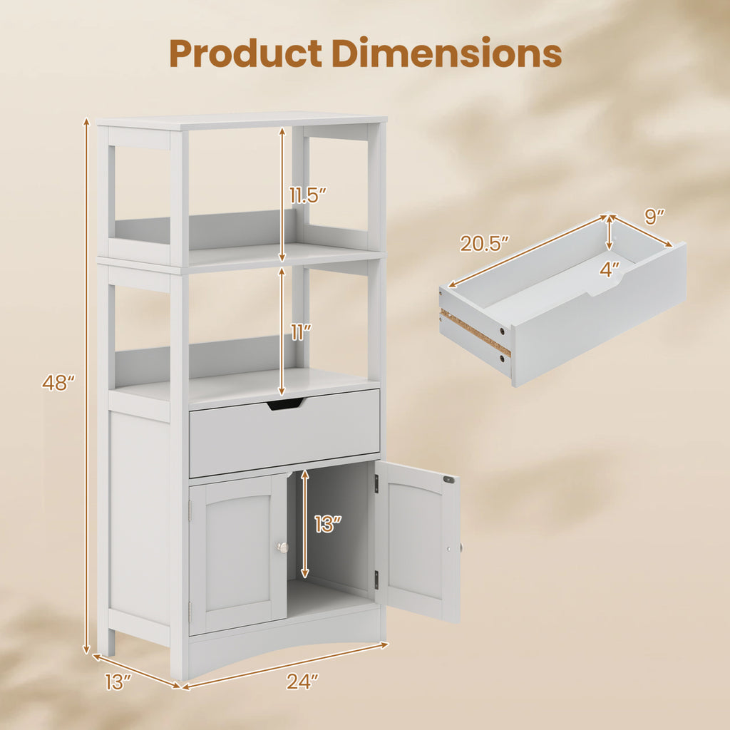 Bathroom Storage Cabinet with Drawer, Shelf & Doors – Gray