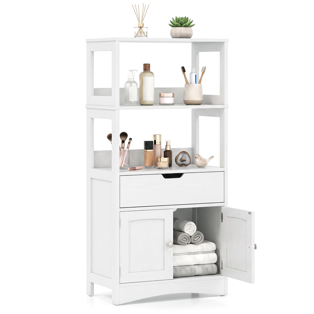 Bathroom Storage Cabinet with Drawer and Shelf - White