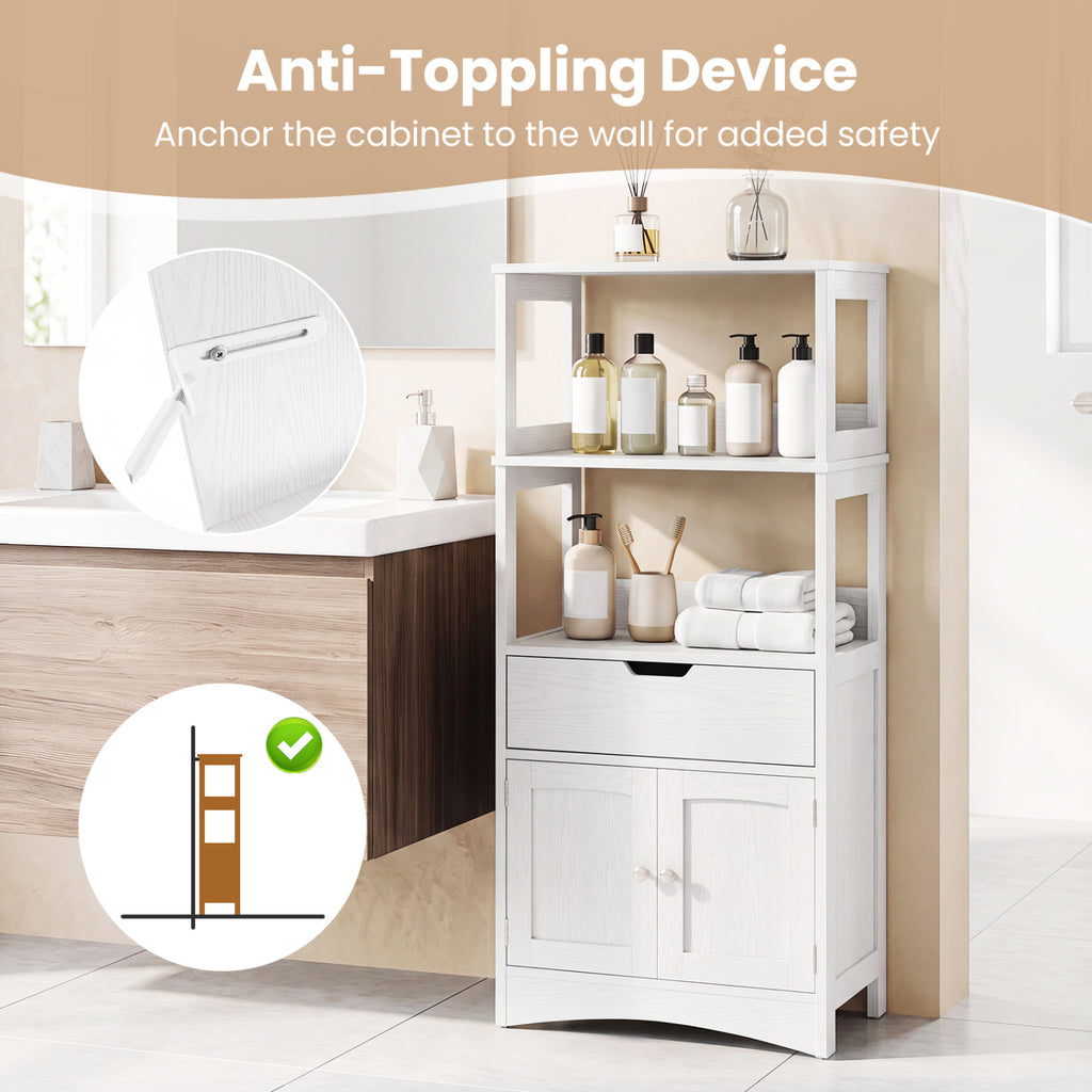 Bathroom Storage Cabinet with Drawer and Shelf - White