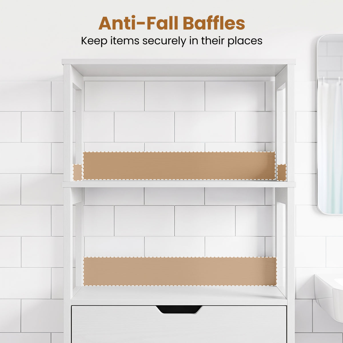 Bathroom Storage Cabinet with Drawer and Shelf - White