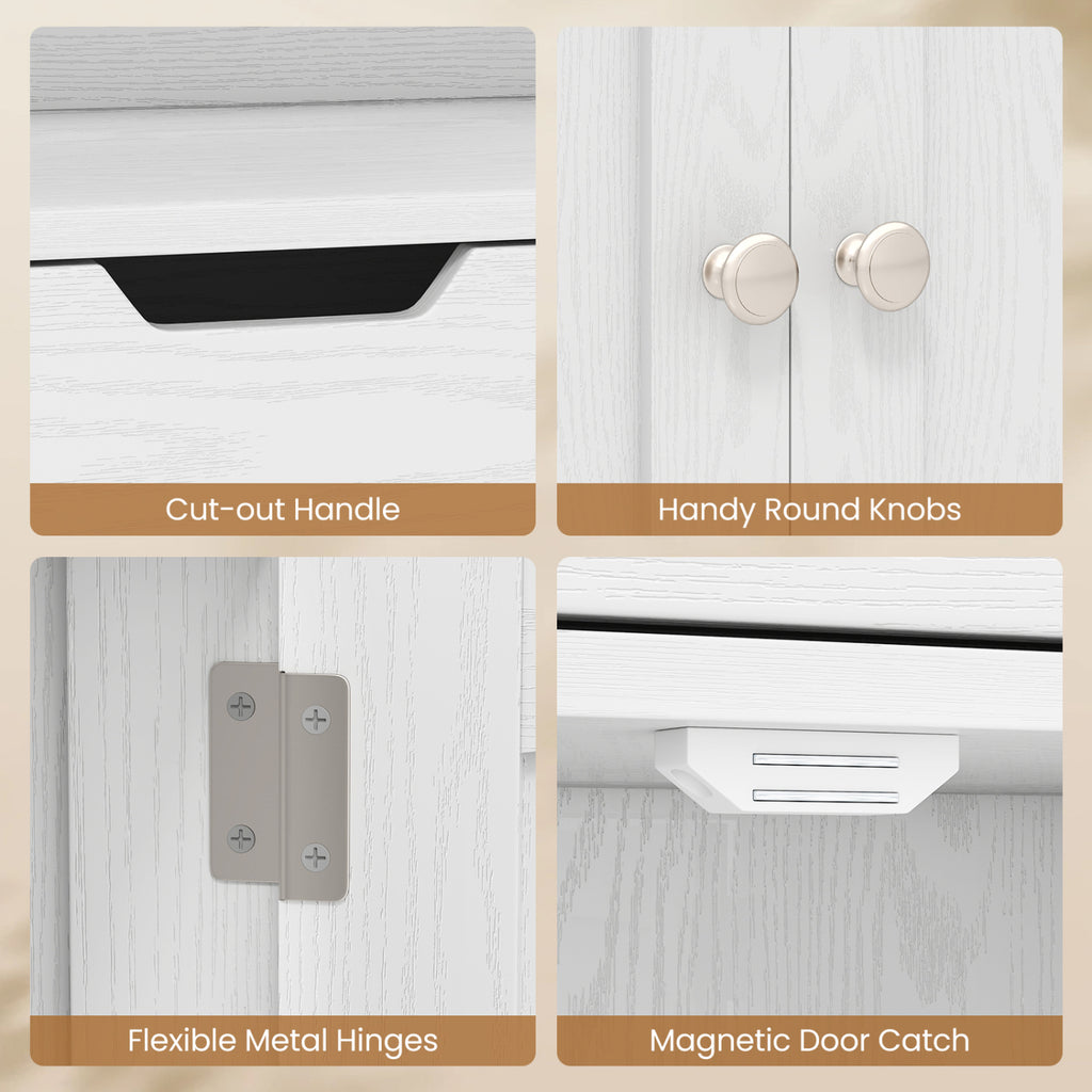 Bathroom Storage Cabinet with Drawer and Shelf - White