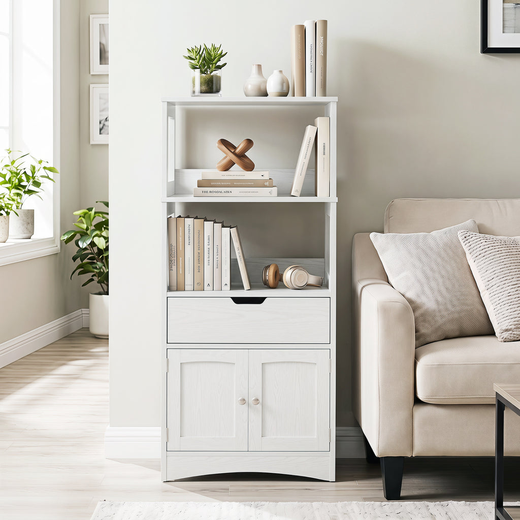 Bathroom Storage Cabinet with Drawer and Shelf - White