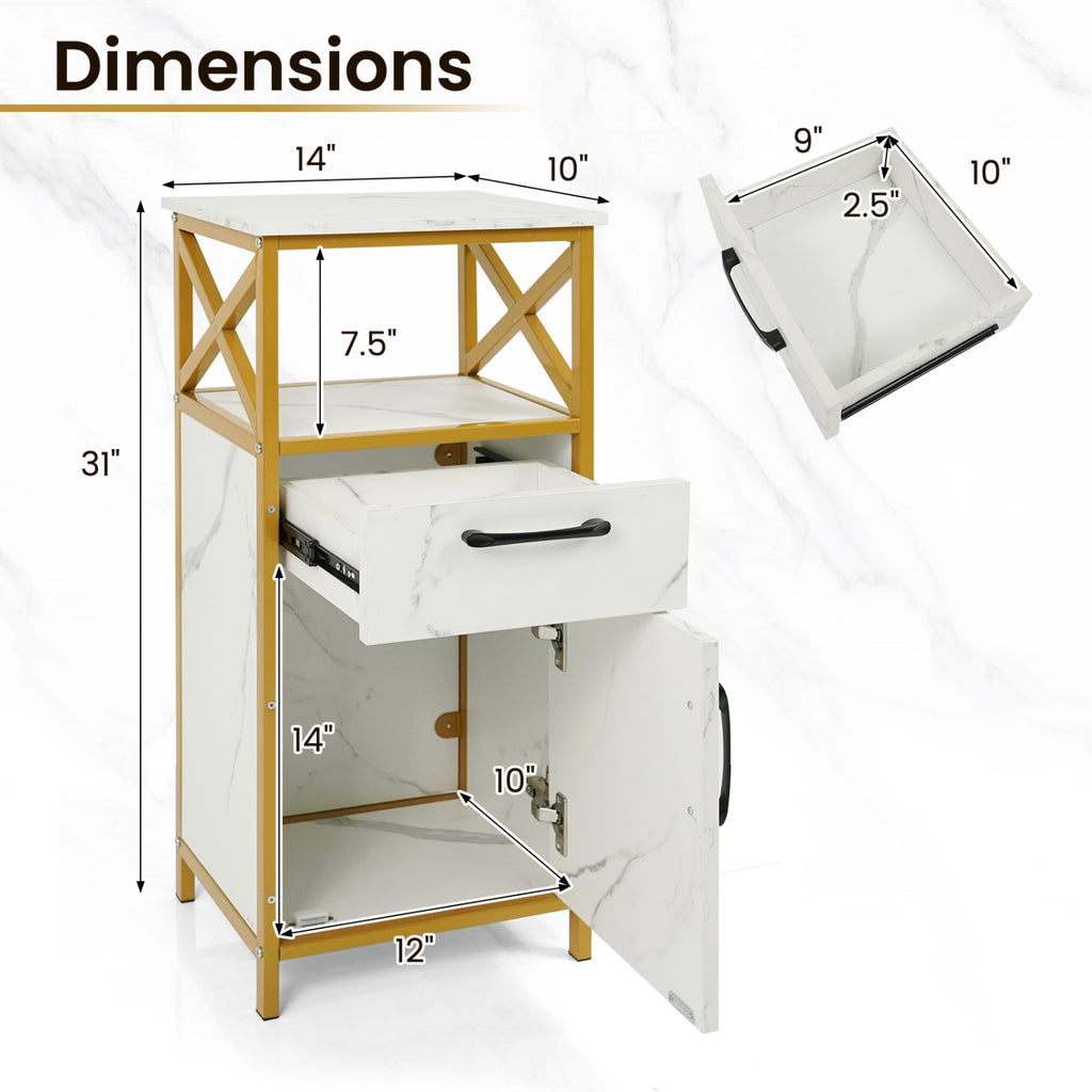 31 Inch Bathroom Storage Cabinet with Drawer, White