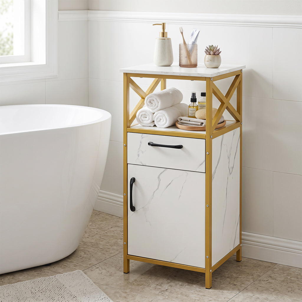 31 Inch Bathroom Storage Cabinet with Drawer, White
