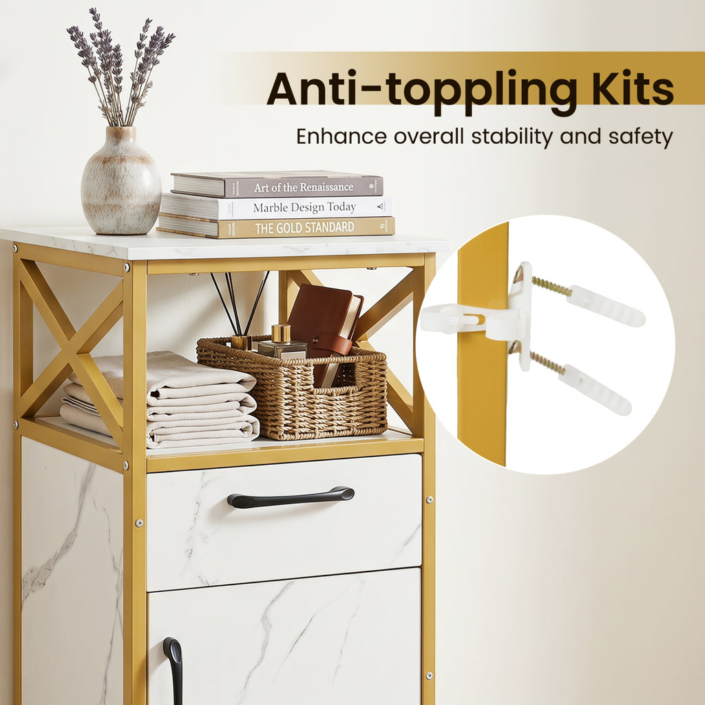 31 Inch Bathroom Storage Cabinet with Drawer, White