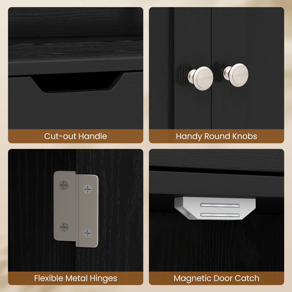 Bathroom Storage Cabinet with Open Shelves and Drawer Doors