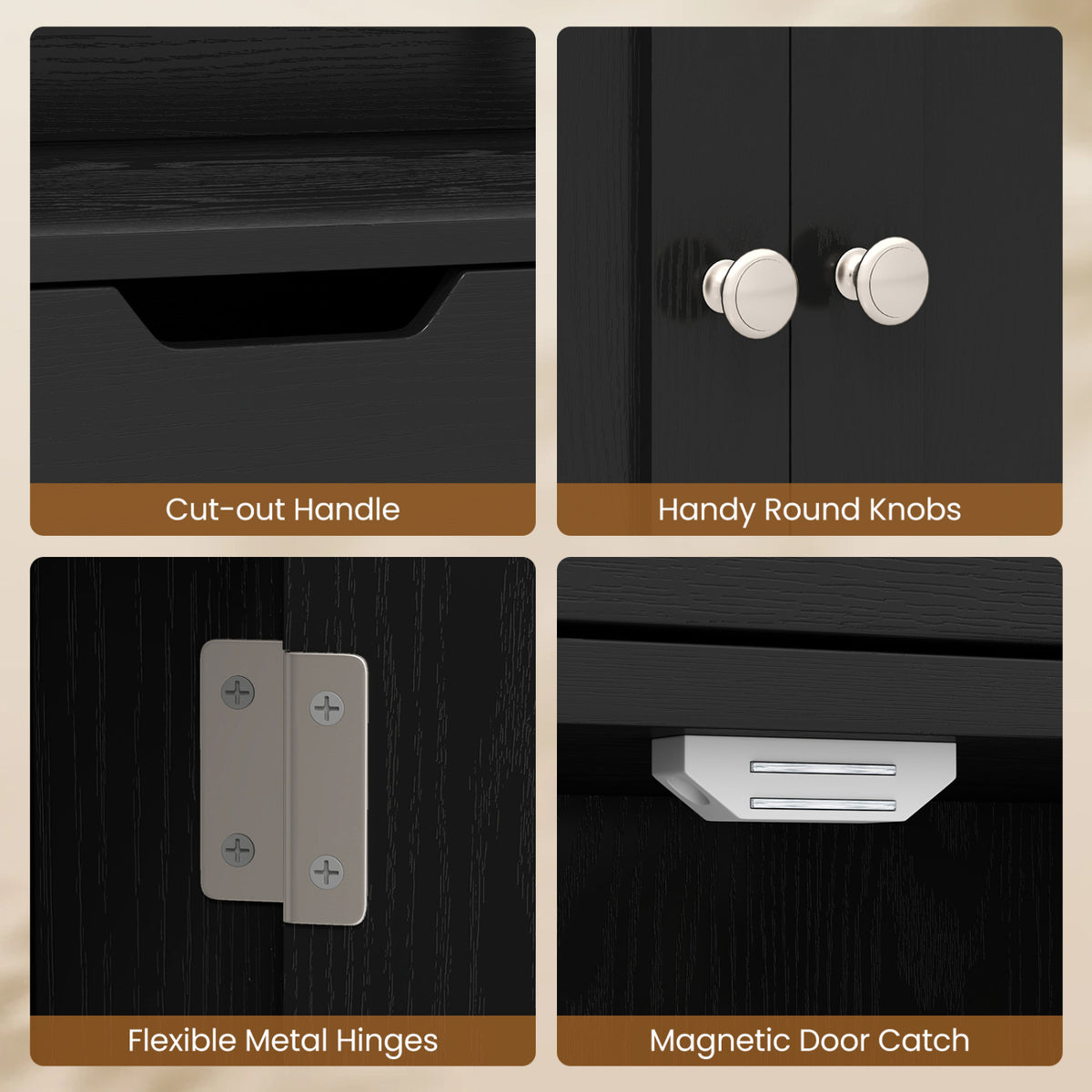 Bathroom Storage Cabinet with Open Shelves and Drawer Doors
