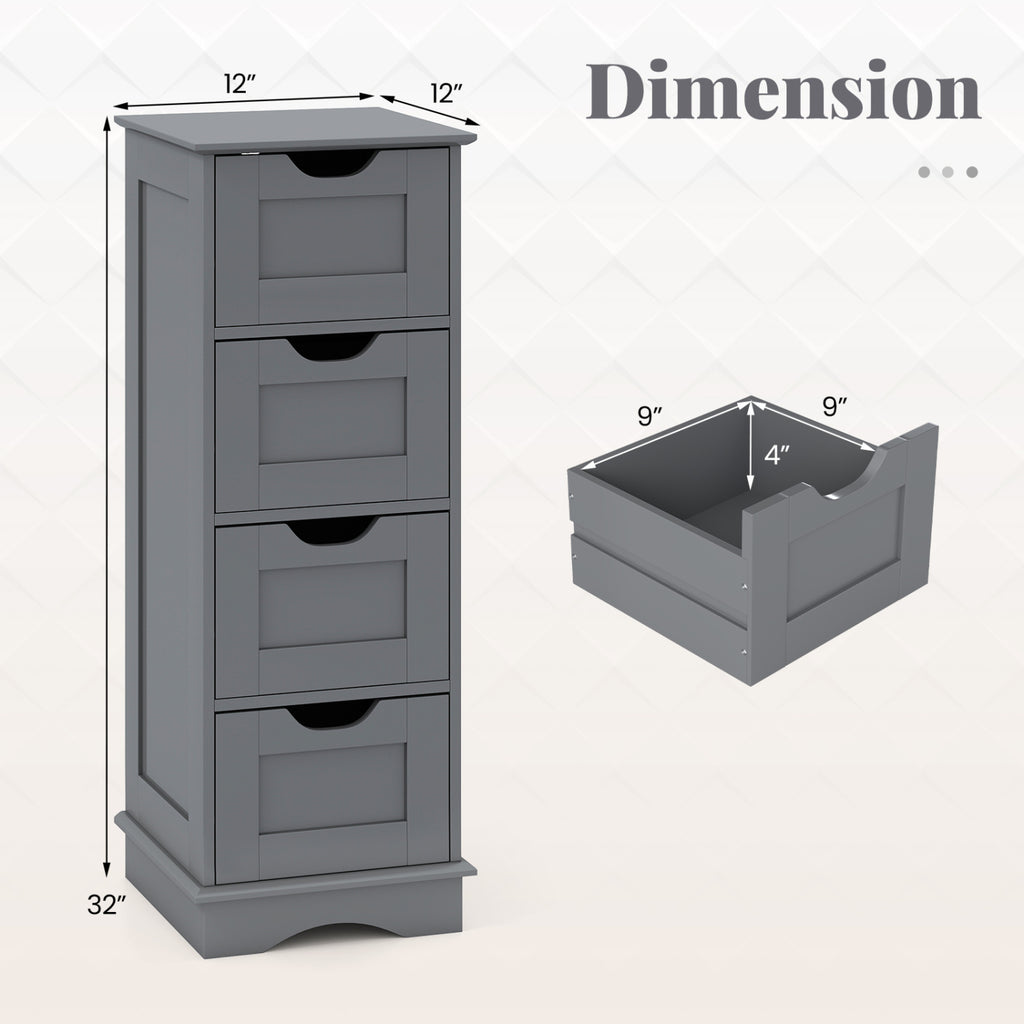 Bathroom Storage Cabinet with Cutout Handles and 4 Drawers
