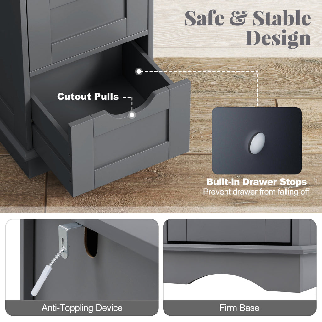Bathroom Storage Cabinet with Cutout Handles and 4 Drawers