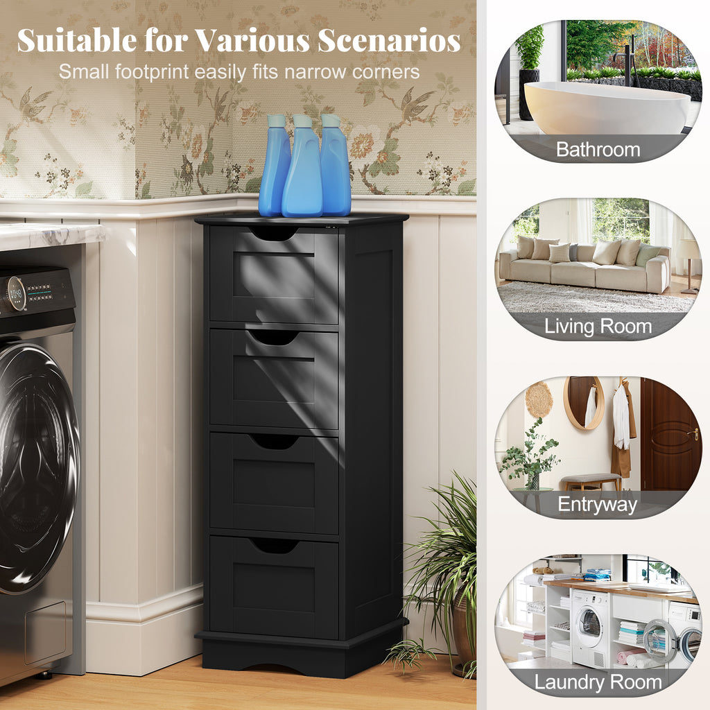 Bathroom Storage Cabinet with Cutout Handles and 4 Drawers