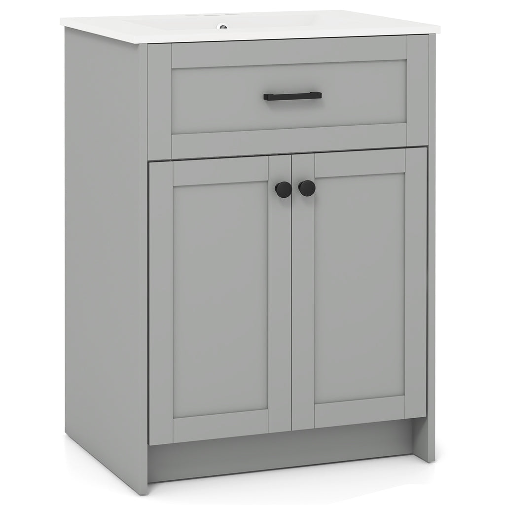 Freestanding Bathroom Vanity Unit with Basin Floor Storage Cabinet