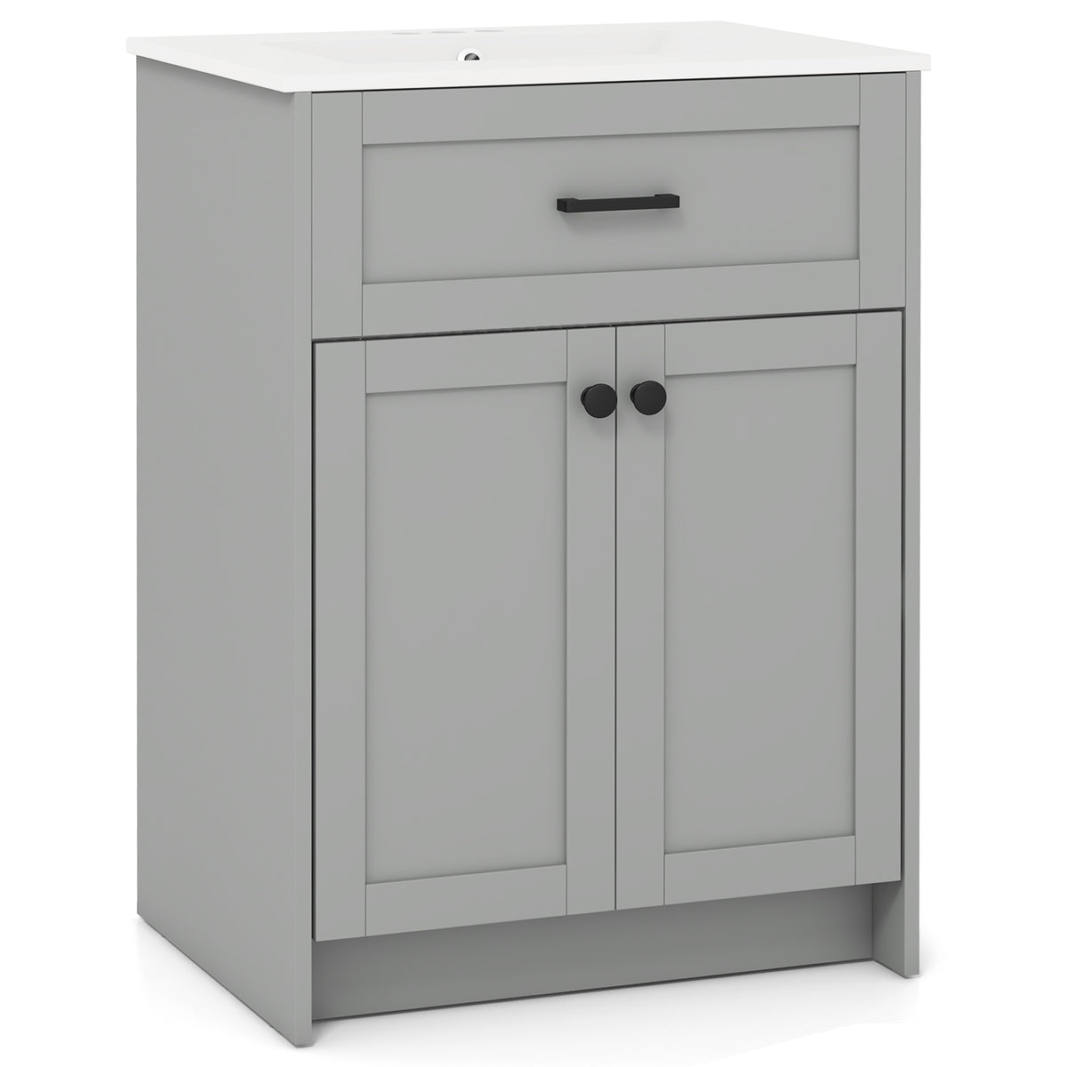 Freestanding Bathroom Vanity Unit with Basin Floor Storage Cabinet