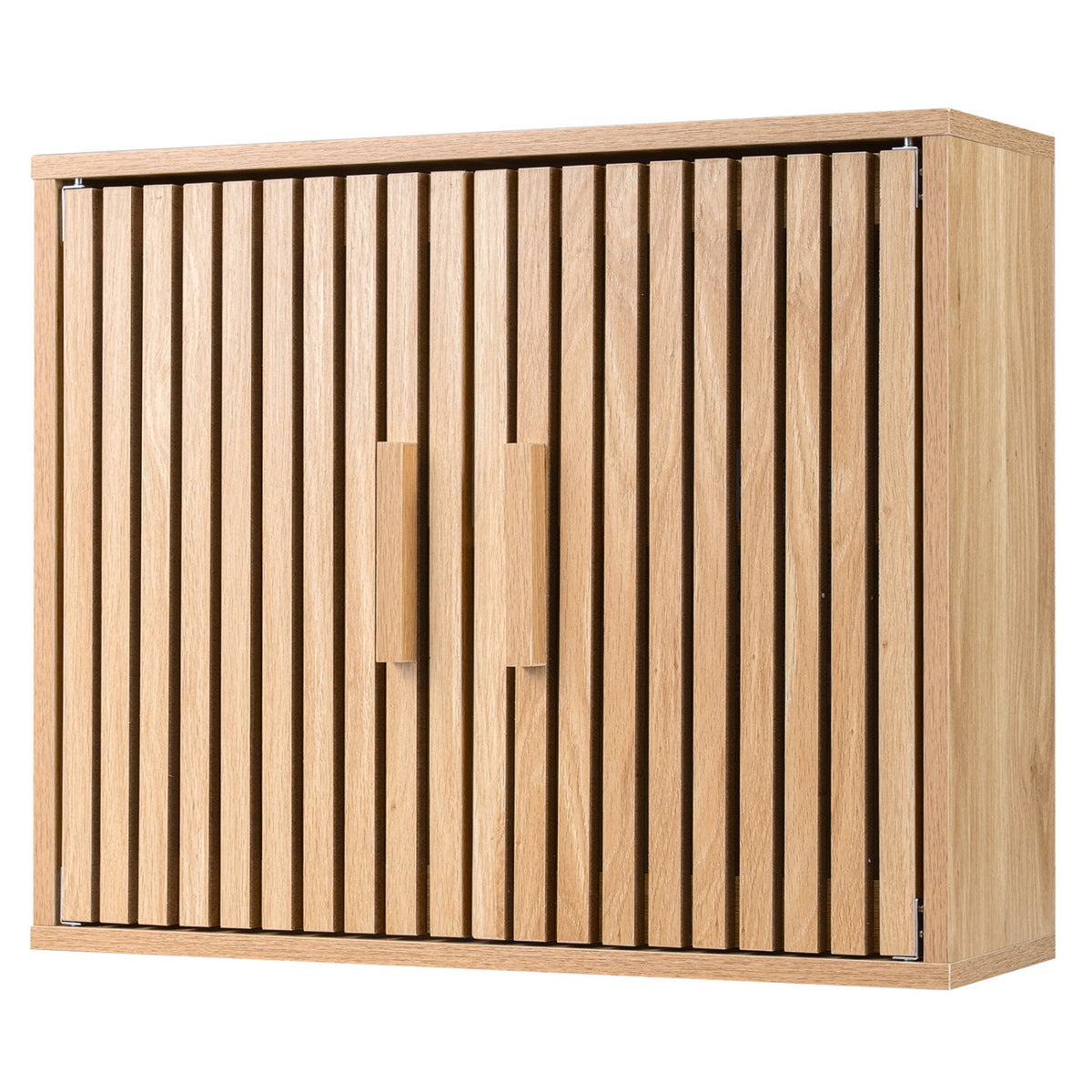20-In Bathroom Wall Cabinet with Slatted Doors - Natural