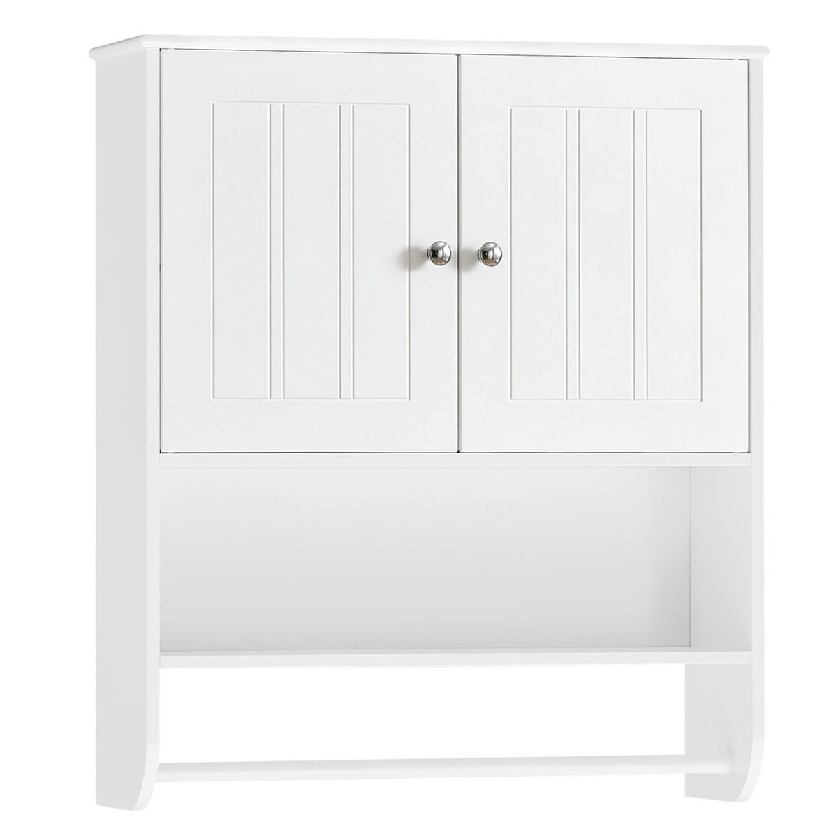Bathroom Wall Cabinet with Open Cube and Adjustable Shelf - White
