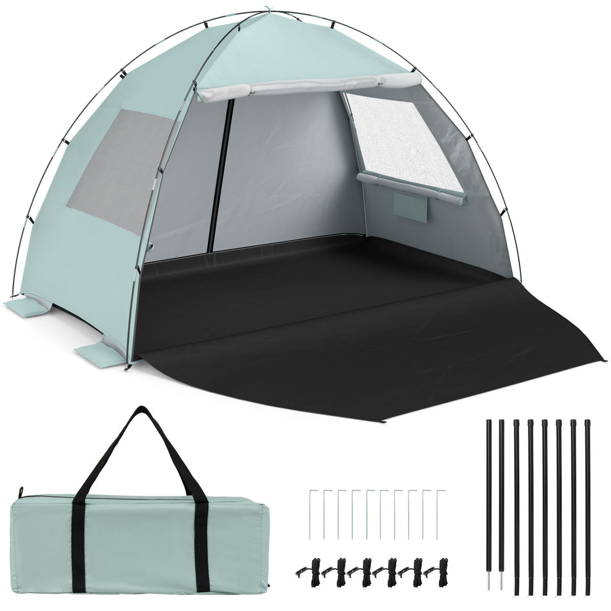 Beach Tent Sun Shelter with Canopy Easy Setup UPF50+ Protection
