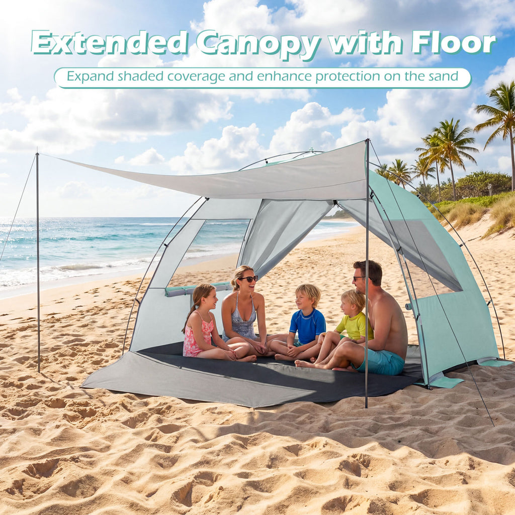 Beach Tent Sun Shelter with Canopy Easy Setup UPF50+ Protection