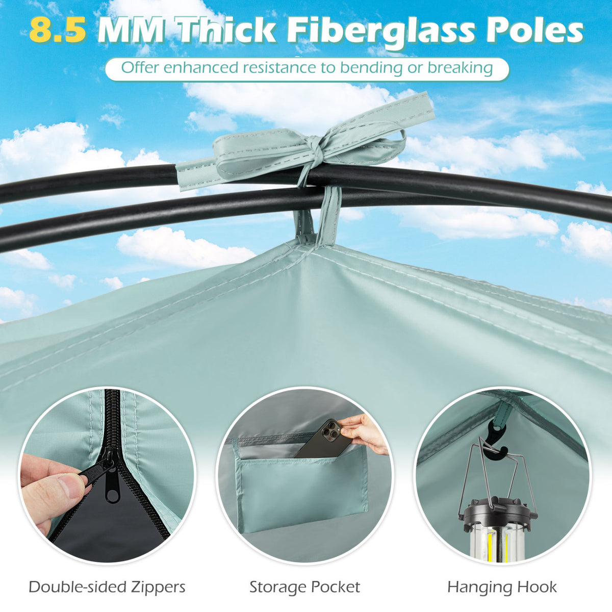 Beach Tent Sun Shelter with Canopy Easy Setup UPF50+ Protection