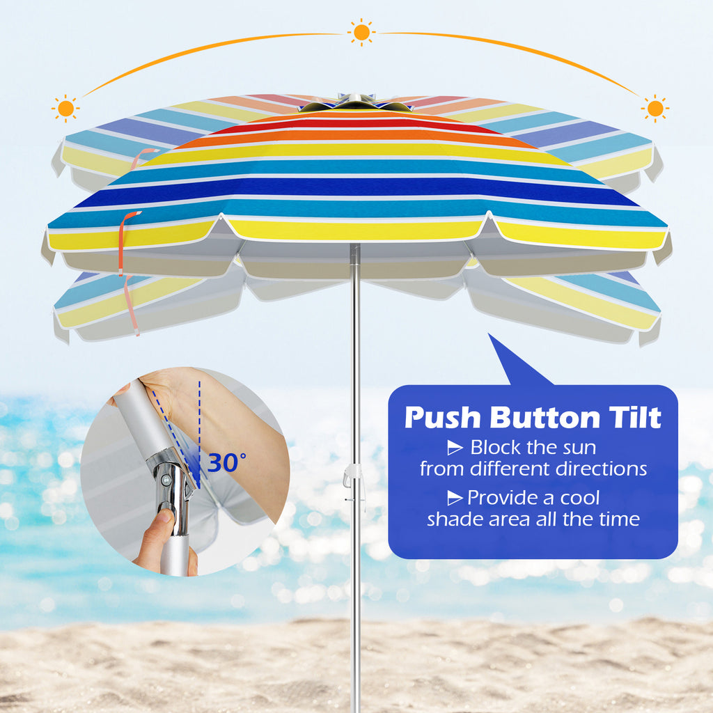 6.5 Feet Beach Umbrella with Carry Bag without Weight Base