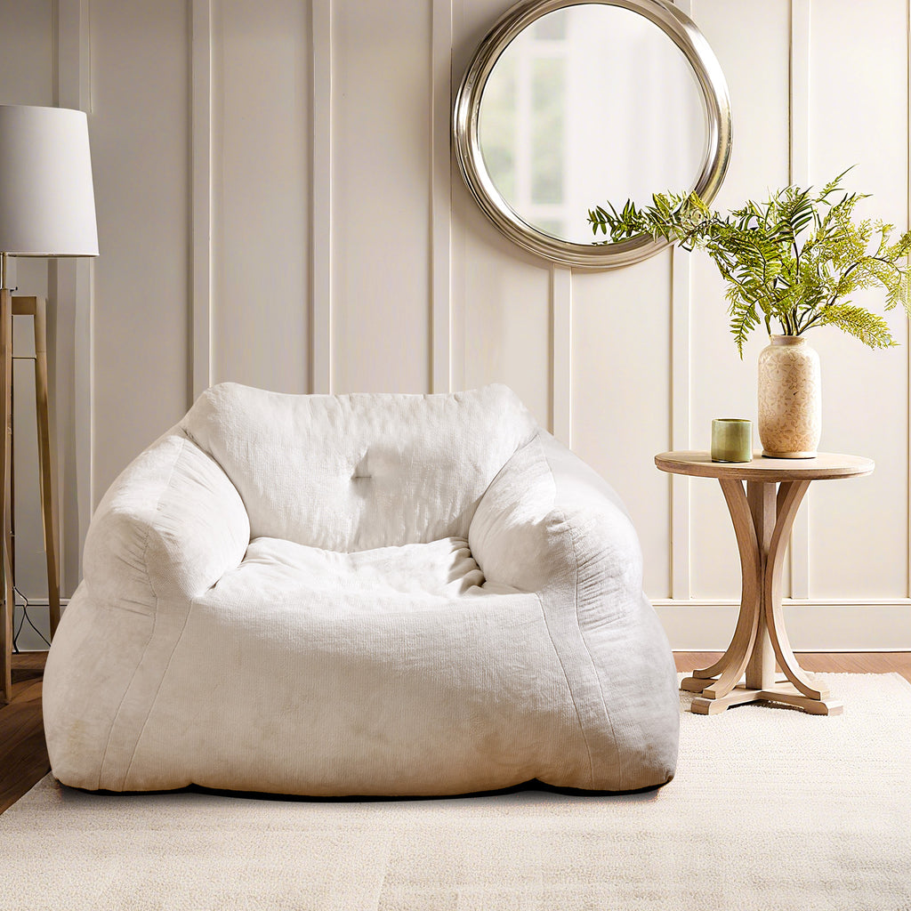 Bean Bag Chair Plush Lazy Sofa Velvet Cover – Beige