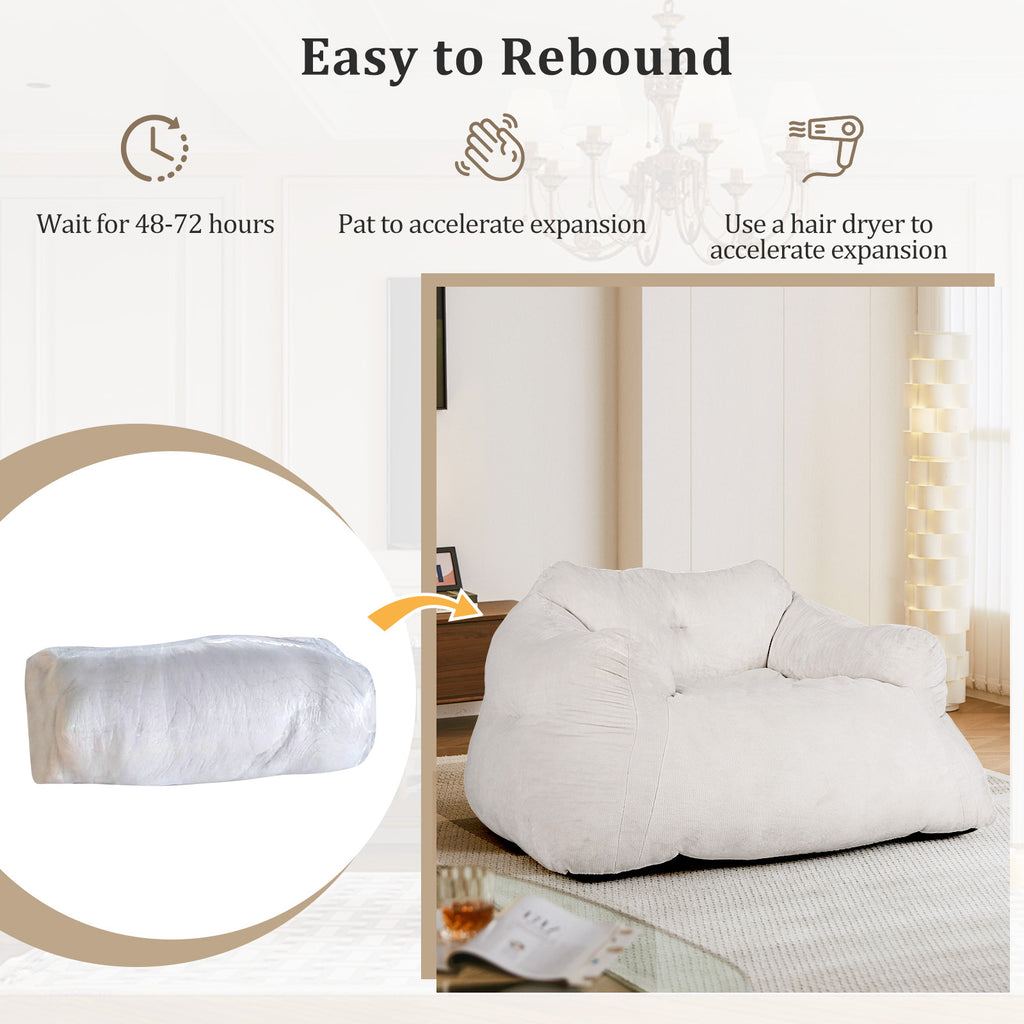 Bean Bag Chair Plush Lazy Sofa Velvet Cover – Beige