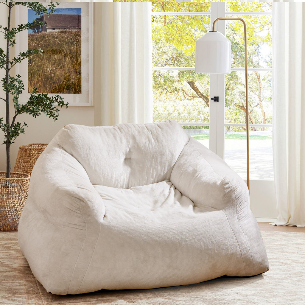 Bean Bag Chair Plush Lazy Sofa Velvet Cover – Beige