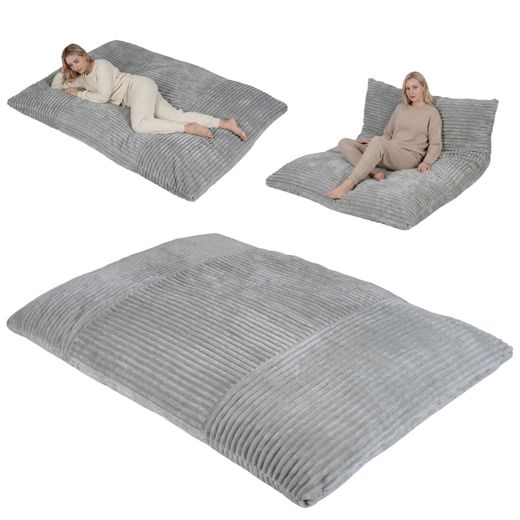 3-in-1 Bean Bag Chair Lounger with Corduroy Fabric - 73 Inch Gray