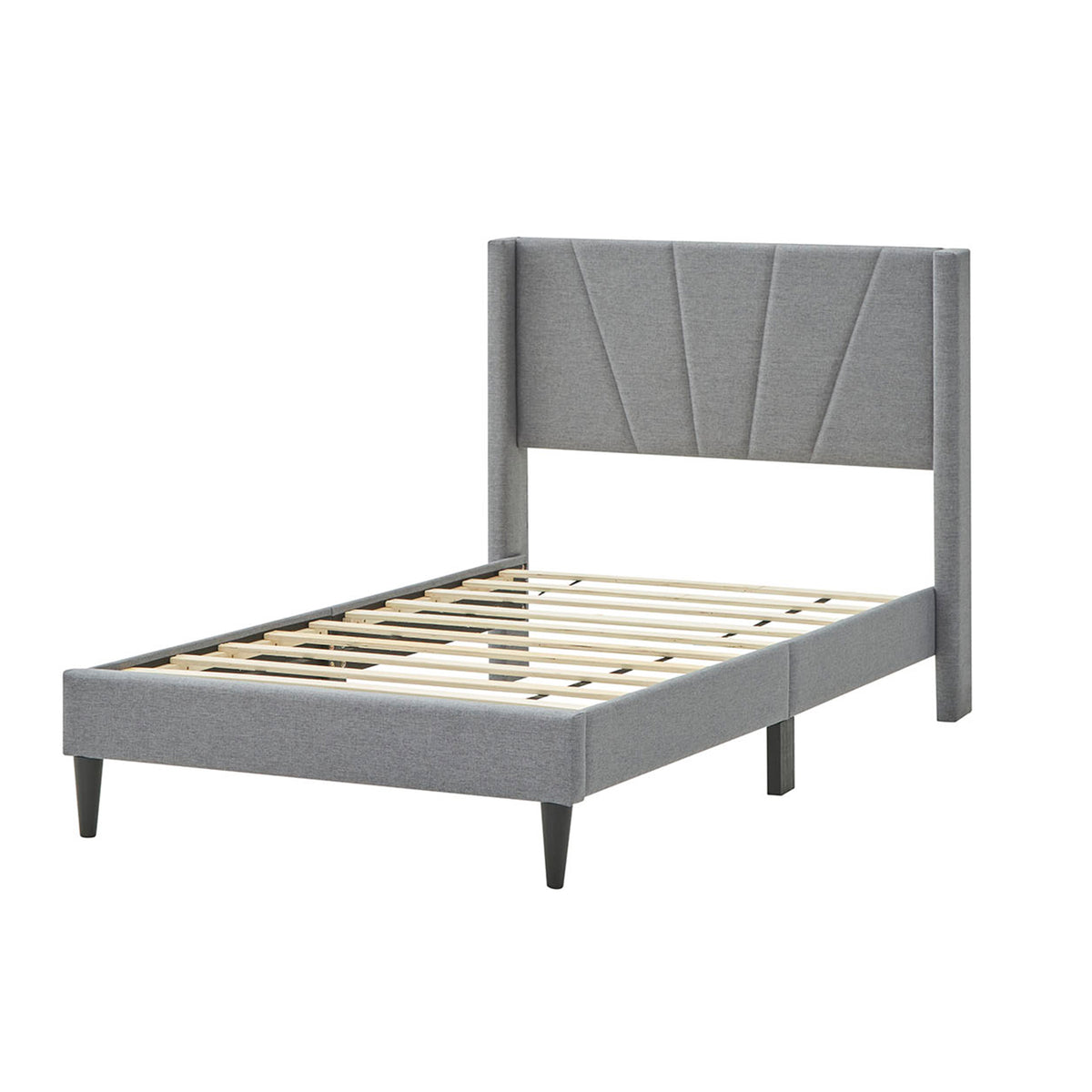 Twin Linen Upholstered Wingback Bed Frame with Storage