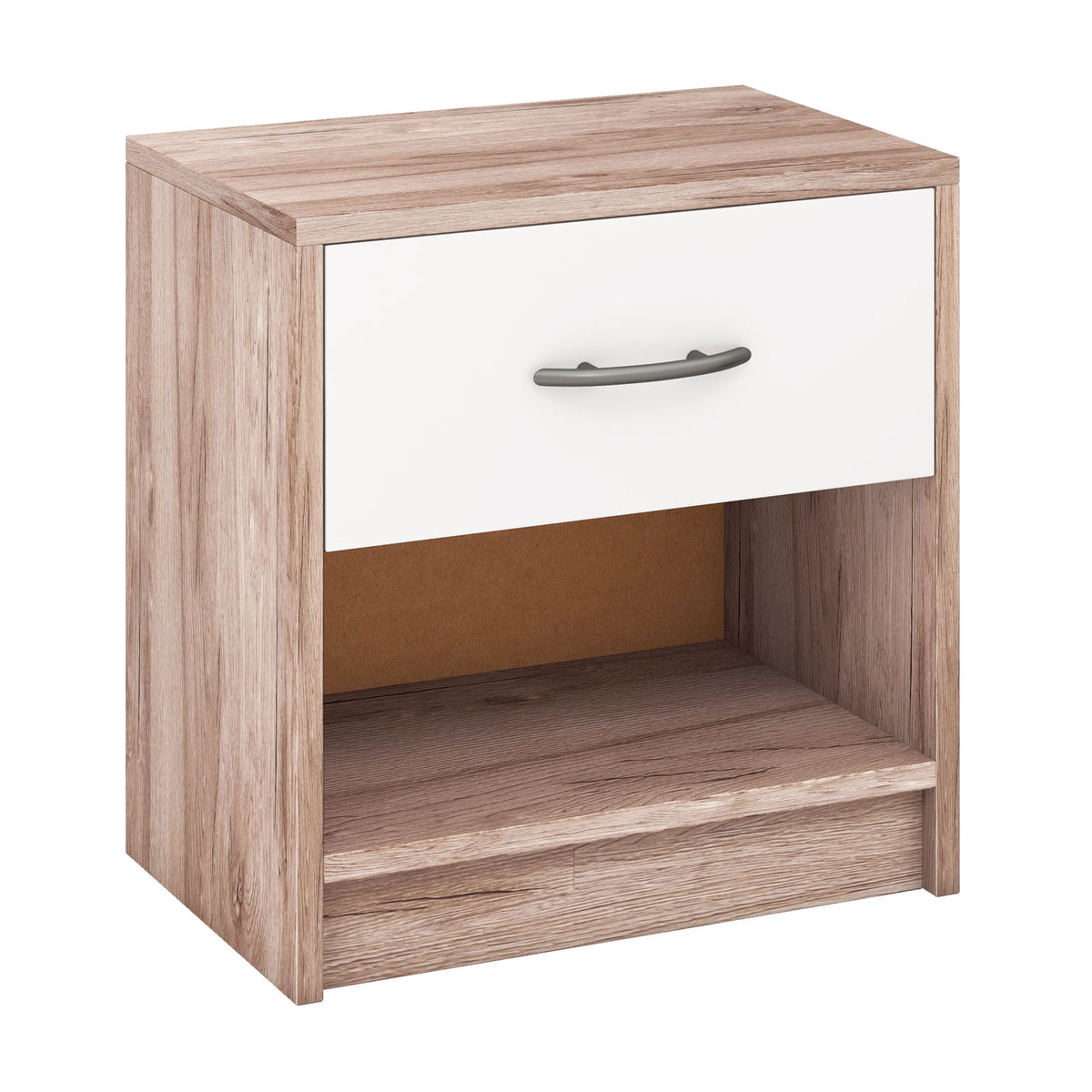 Bedside Table Nightstand with Drawer and Shelf – Oak