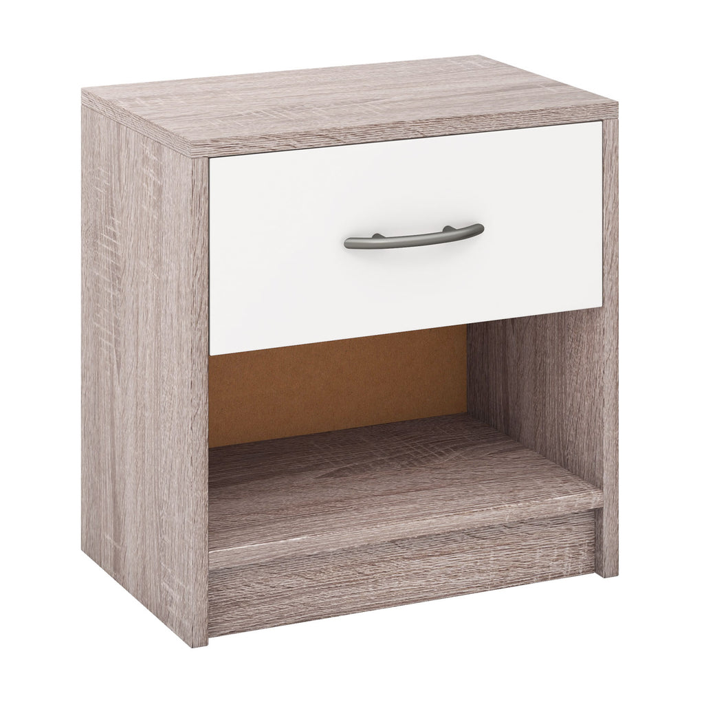 Bedside Table Nightstand with Drawer and Shelf – Light Gray