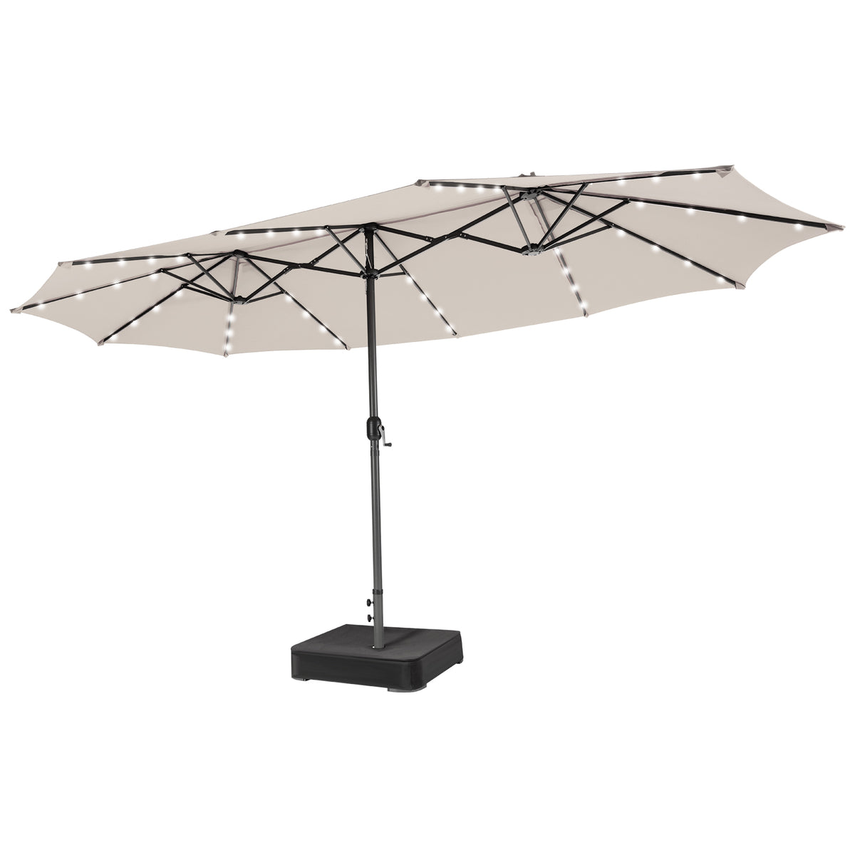 15FT Double-Sided Patio Umbrella with Crank & Base - Navy