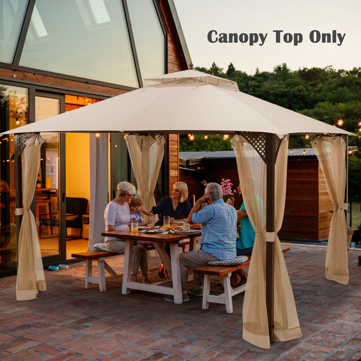 10 x 12 Feet Gazebo Replacement Top, Beige