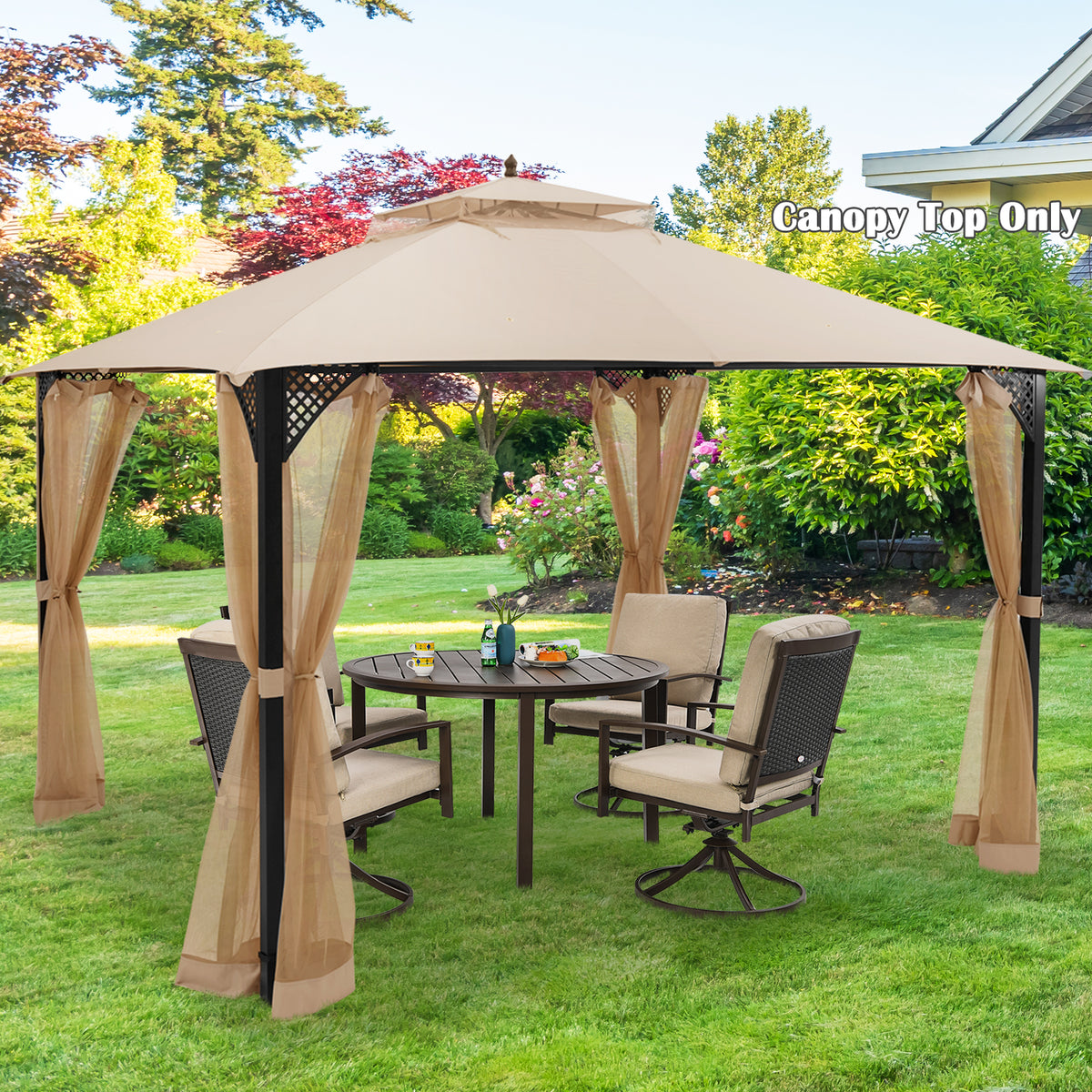 10 x 12 Feet Gazebo Replacement Top, Beige
