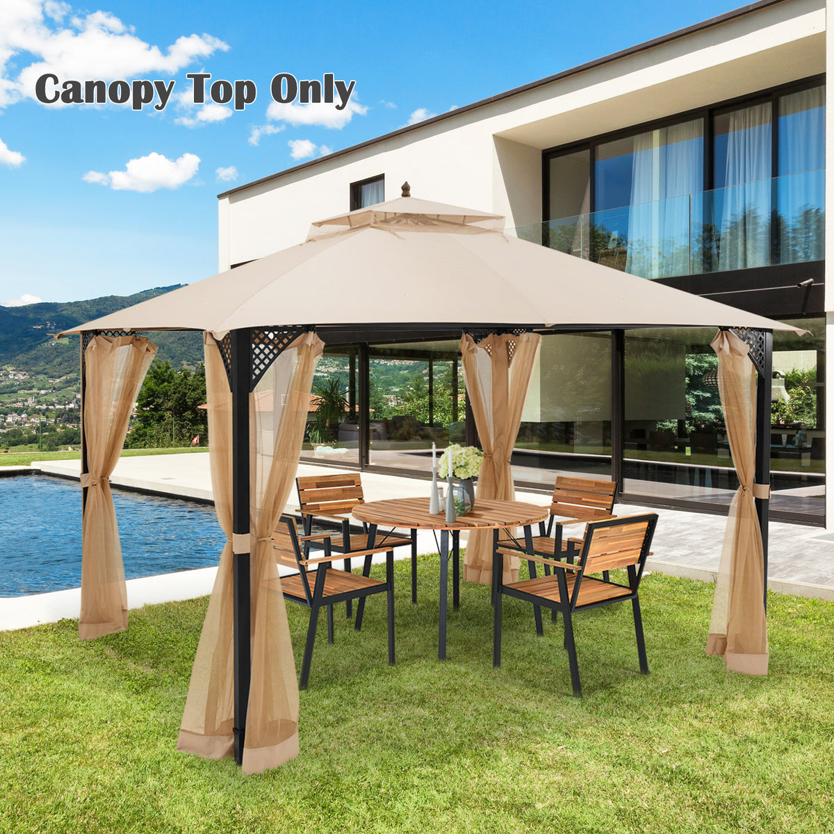 10 x 12 Feet Gazebo Replacement Top, Beige
