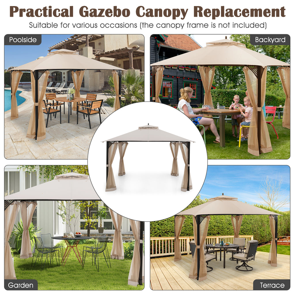 10 x 12 Feet Gazebo Replacement Top, Beige