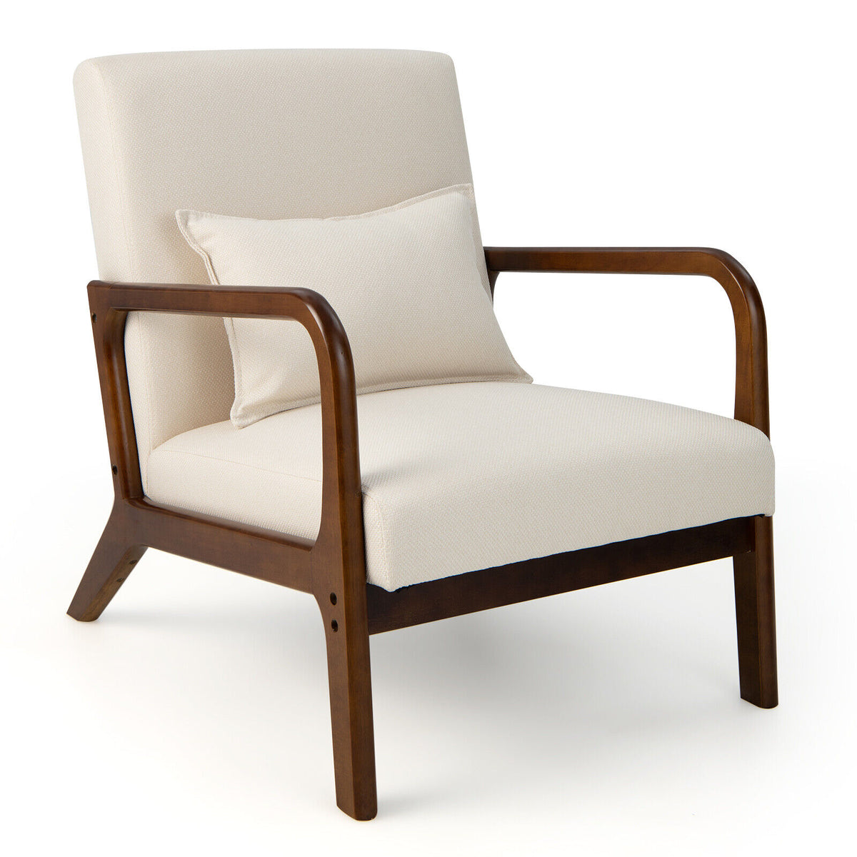 Modern Accent Chair with Lumbar Pillow, Gray Polyester Fabric