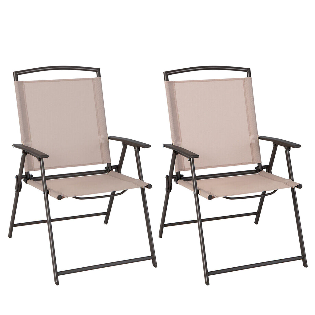 Patio Dining Chairs Set of 2 with Armrests, Beige