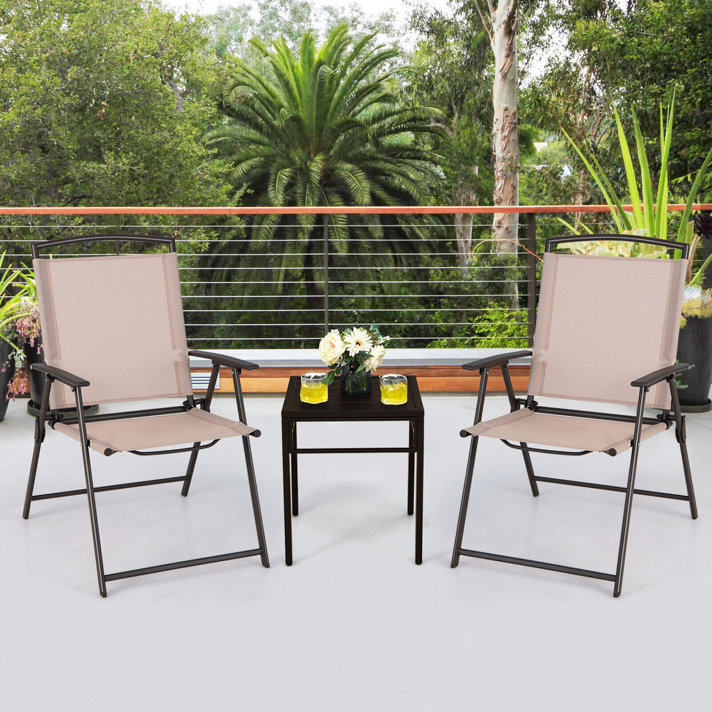 Patio Dining Chairs Set of 2 with Armrests, Beige