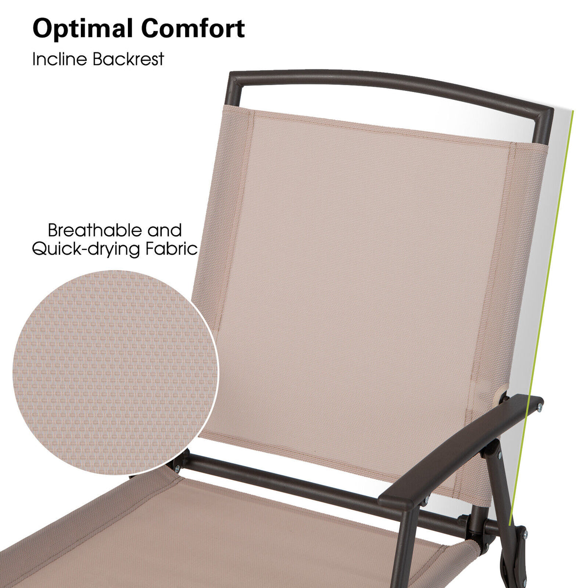 Patio Dining Chairs Set of 2 with Armrests, Beige