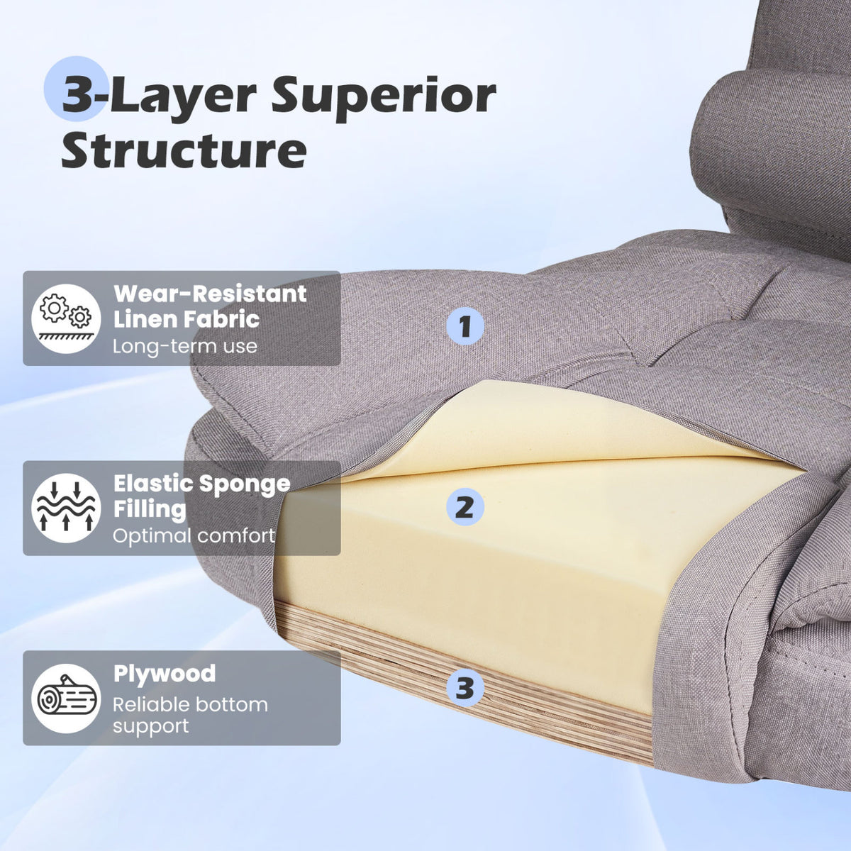 Big High Back Executive Office Chair - Gray