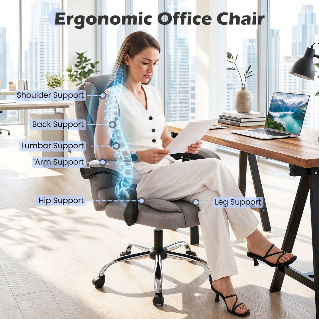 Big High Back Executive Office Chair - Gray
