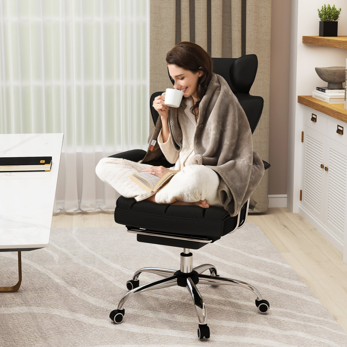 PU Leather Home Office Chair 400 lbs High Back Executive