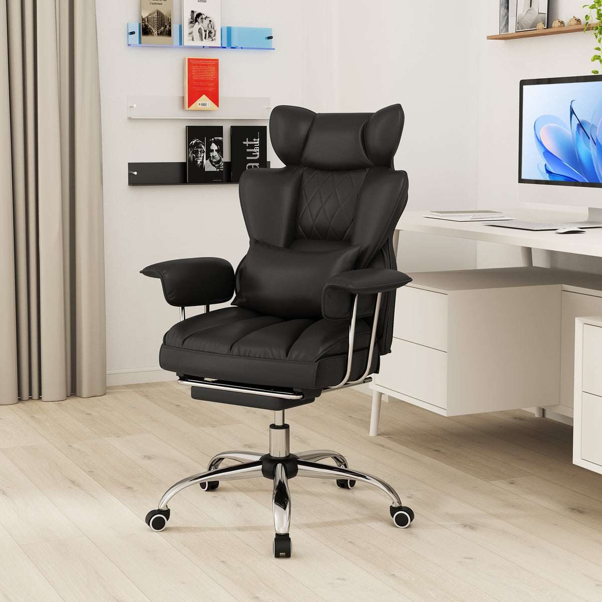 PU Leather Home Office Chair 400 lbs High Back Executive